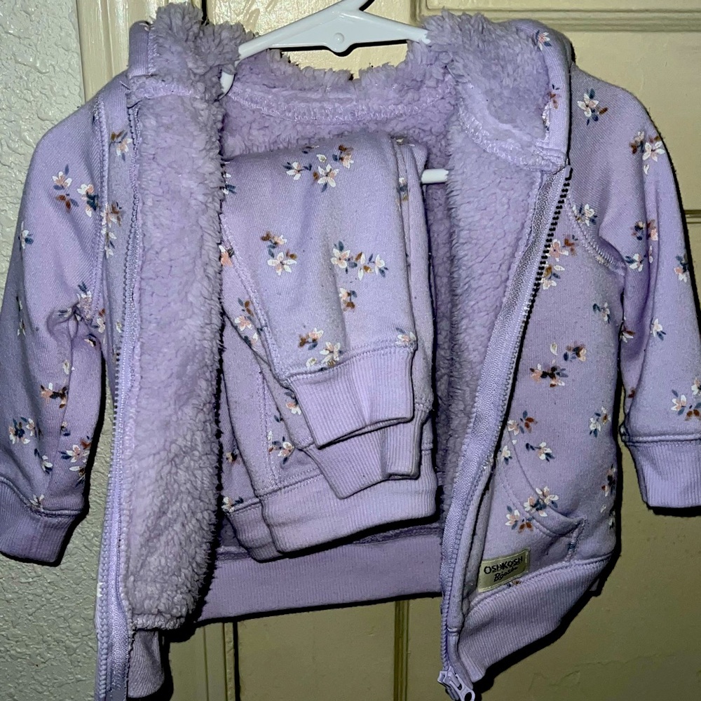 Oshkosh B’gosh purple pant set. Very warm and cozy for the cold weather.
